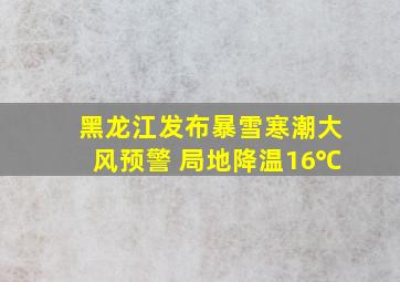 黑龙江发布暴雪寒潮大风预警 局地降温16℃